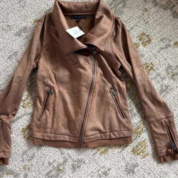 Vici Jackets & Blazers - VICI Collection Slick Chick Coated Faux Leather Moto Jacket Size Small Taupe